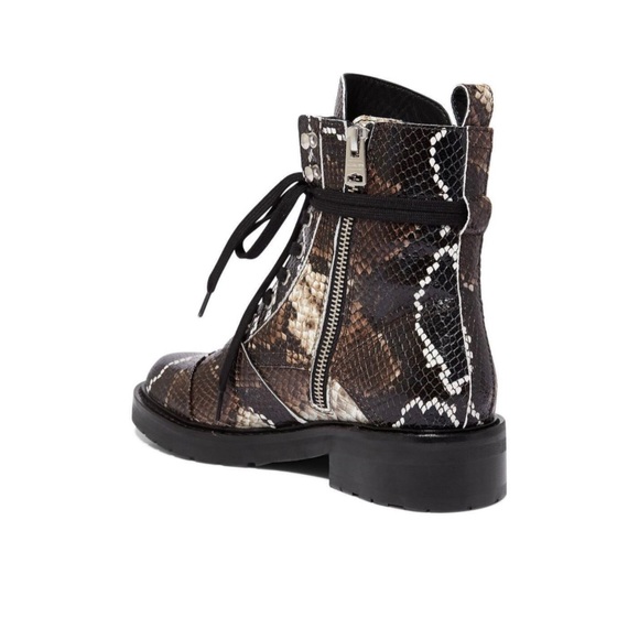 ALLSAINTS Womens Black Snakeskin 1/2" Platform Metallic Accents Lace-Up booties - Picture 11 of 12